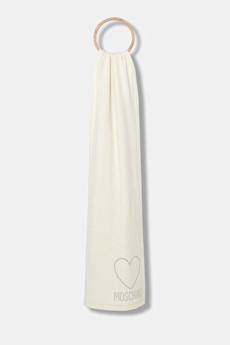 Moschino eșarfă de lână culoarea bej, cu imprimeu, M3333 30839