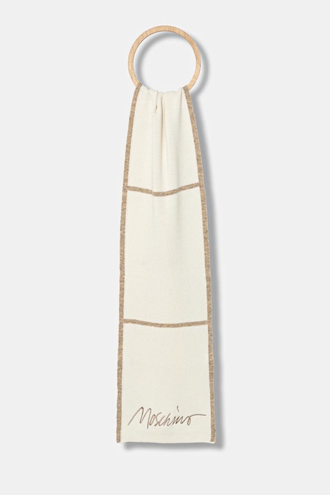 Μάλλινο κασκόλ Moschino χρώμα: μπεζ, M3351 30843