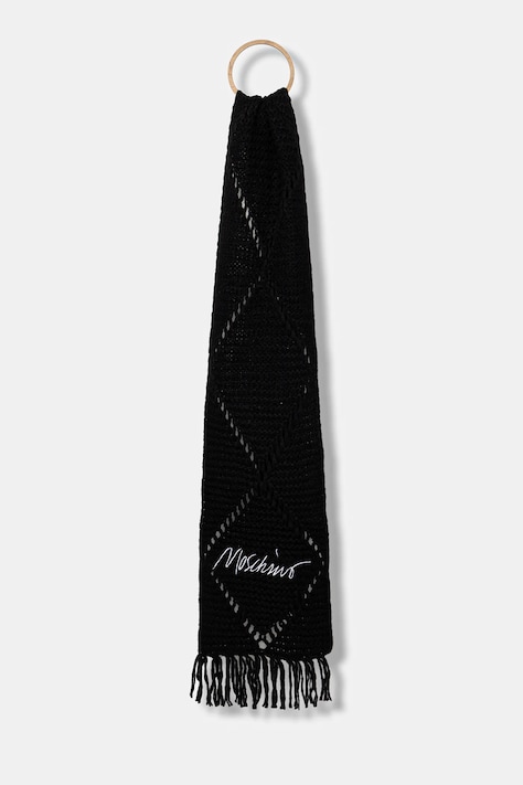 Moschino eșarfă de lână culoarea negru, cu imprimeu, M3354 30817