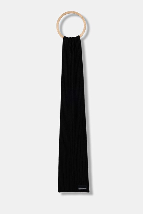 Karl Lagerfeld Jeans sál gyapjú keverékből fekete, melange, A4W33084