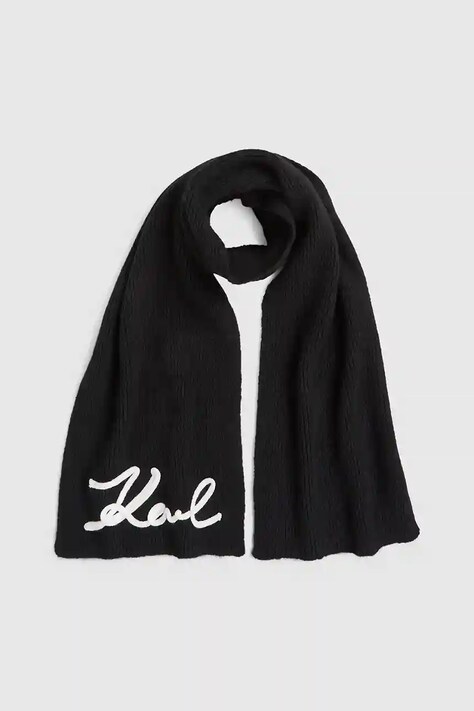 Μαντήλι από μείγμα μαλλιού Karl Lagerfeld χρώμα: μαύρο, A4W33028
