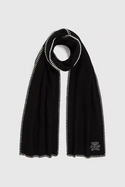 Шерстяной шарф Karl Lagerfeld цвет чёрный однотонный A4W33114