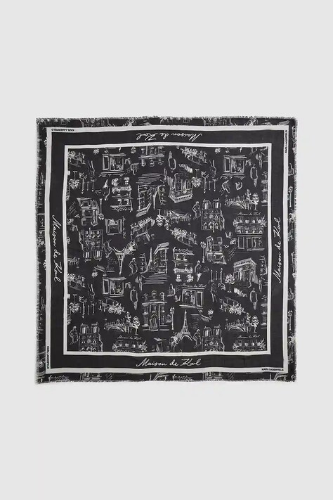 Платок из шёлка Karl Lagerfeld цвет чёрный узор A4W33116