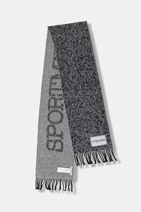 Sportmax szalik z dodatkiem wełny LIRICHE damski kolor czarny wzorzysty 2522546022600