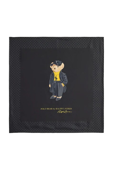 Μεταξωτό φουλάρι Polo Ralph Lauren χρώμα: μαύρο, 455P04667