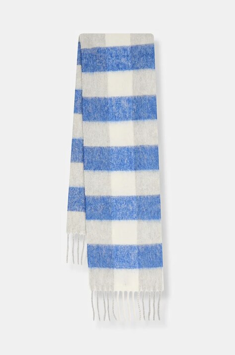 WRSTBHVR szalik z domieszką wełny Rania damski kolor niebieski wzorzysty U9725AL.3042