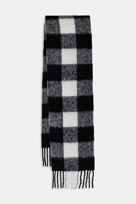 WRSTBHVR szalik z domieszką wełny Rania damski kolor czarny wzorzysty U9725AL.3042