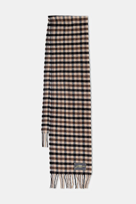GANNI wool scarf Graphic Wool brown color patterned A6668
