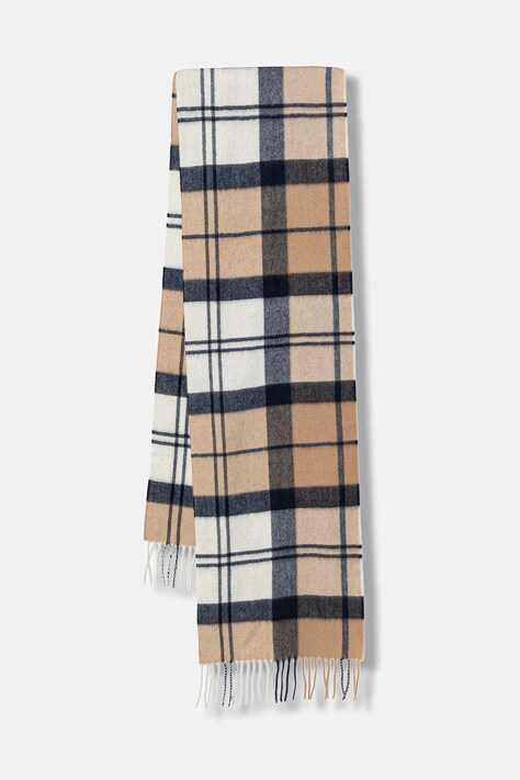 Barbour szalik kaszmirowy damski kolor beżowy wzorzysty LSC0479