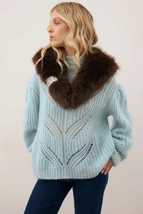 Bizuu fular FLOOFU culoarea maro, uni, FLOOFU BRĄZOWY