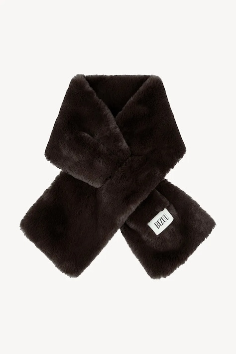 Bizuu szalik FLUFFY damski kolor brązowy gładki FLUFFY BRĄZOWY