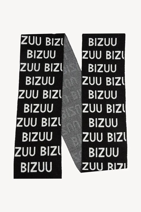 Bizuu szalik z dodatkiem wełny LOGGU damski kolor czarny wzorzysty LOGGU CZARNY