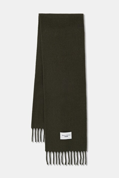 Marc O'Polo szalik wełniany damski kolor zielony gładki 5000007136