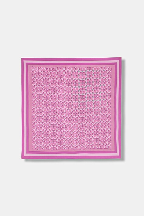 Coach apaszka jedwabna damska kolor różowy wzorzysta 29C8362