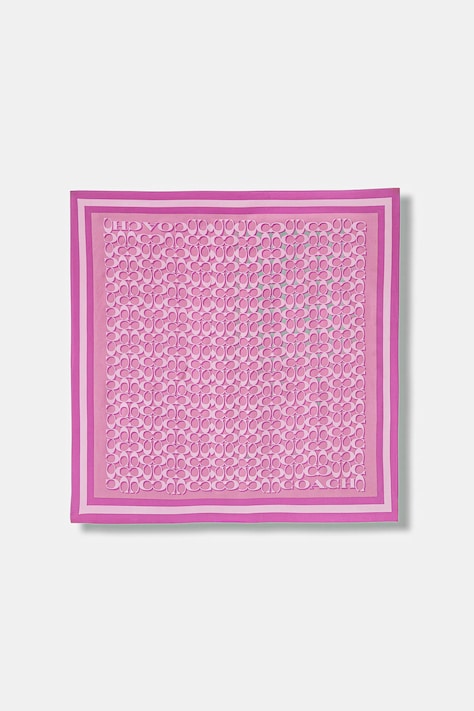 Coach apaszka jedwabna damska kolor różowy wzorzysta 29C8362