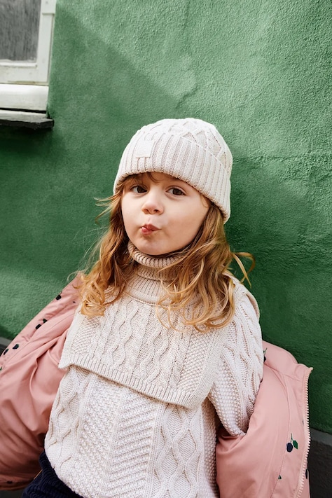 Dětský nákrčník Liewood Meack Neckwarmer w. Cables béžová barva, LW20201