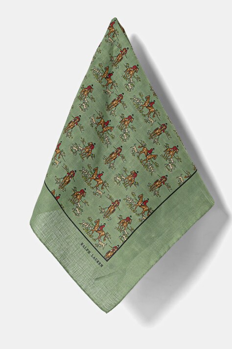Polo Ralph Lauren eșarfă de in culoarea verde, cu imprimeu, 712971850