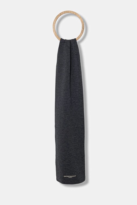 Šála Emporio Armani pánská, šedá barva, hladká, EM003713 AF18241