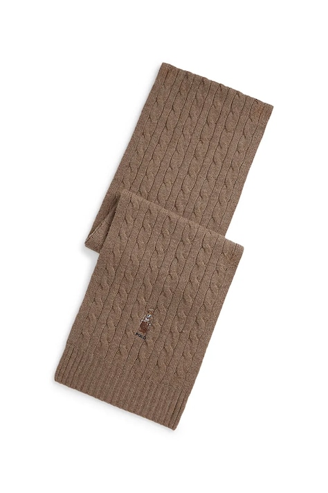 Polo Ralph Lauren eșarfă de lână culoarea maro, cu imprimeu, 449959379