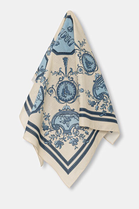Хлопковый платок на шею Drôle de Monsieur Le Foulard Patineur цвет бежевый узор I.BA019.CO128
