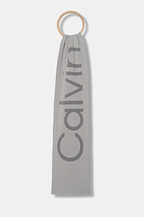 Вовняний шарф Calvin Klein колір сірий візерунок LV04D8030G