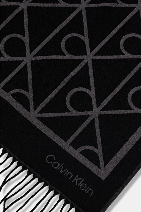 Calvin Klein szalik męski kolor czarny wzorzysty LV04D8061G