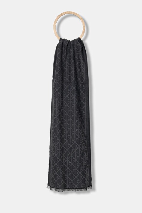 Calvin Klein szalik z wełną męski kolor szary wzorzysty LV04D8064G