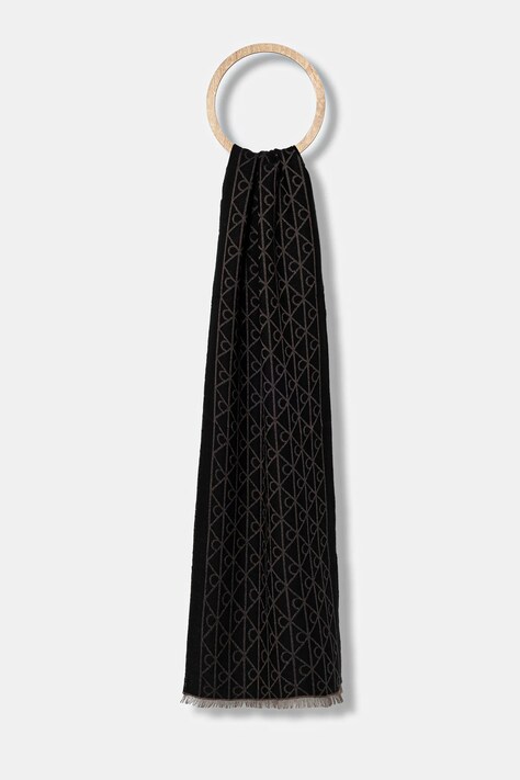 Calvin Klein szalik z wełną męski kolor brązowy wzorzysty LV04D8064G