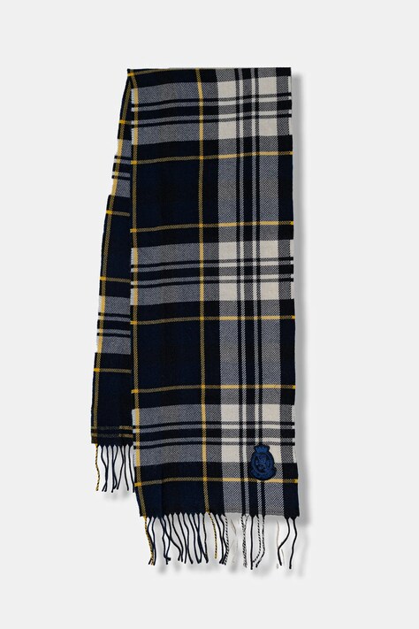Tommy Hilfiger szalik wełniany męski kolor granatowy wzorzysty AM0AM13599