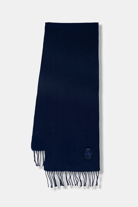 Tommy Hilfiger esarfa de lână culoarea bleumarin, cu imprimeu, AM0AM13789