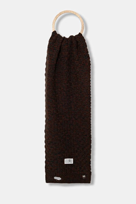 MM6 Maison Margiela szalik z wełną męski kolor brązowy wzorzysty SH2TE0005.M13174.961