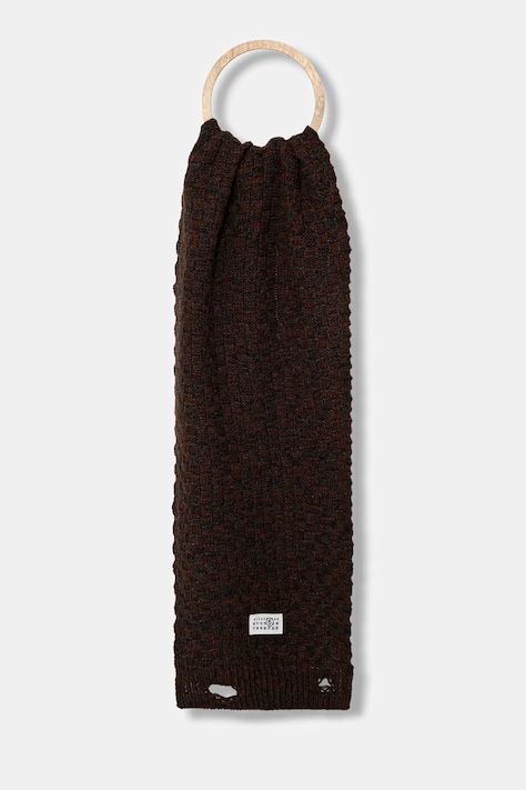 MM6 Maison Margiela szalik z wełną męski kolor brązowy wzorzysty SH2TE0005.M13174.961