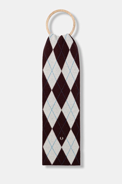 Fred Perry szalik wełniany kolor bordowy wzorzysty C1133