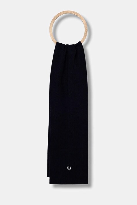 Fred Perry szalik z dodatkiem wełny kolor granatowy gładki C8140
