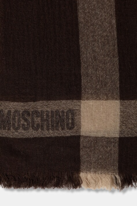 Кашмирен шал Moschino в кафяво с десен M3258 30826