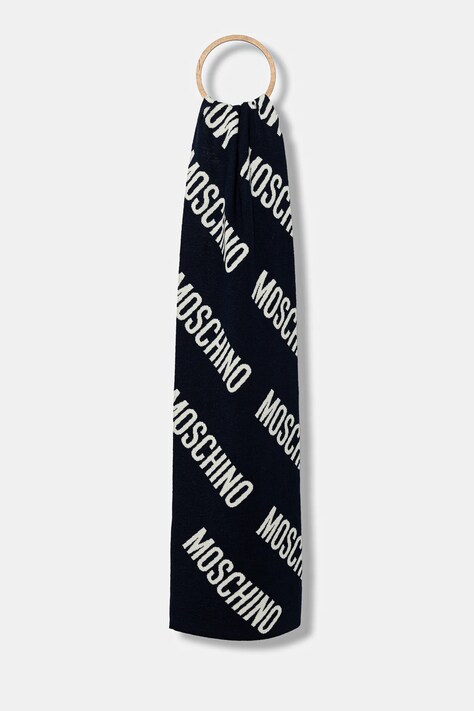 Moschino szalik z wełną kolor czarny wzorzysty M5855 50240
