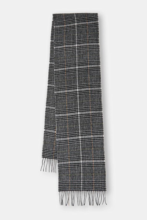 Barbour szalik wełniany kolor szary wzorzysty USC0400