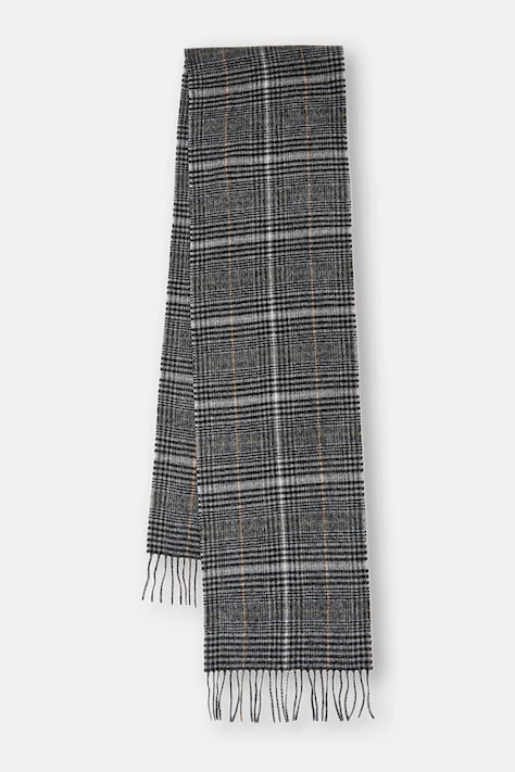 Barbour szalik wełniany kolor szary wzorzysty USC0400