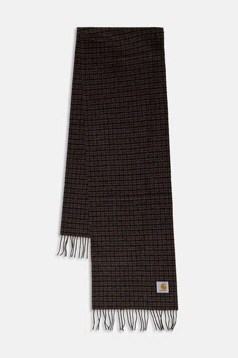 Carhartt WIP szalik z dodatkiem wełny Lowis Scarf kolor brązowy wzorzysty I035472.35MXX