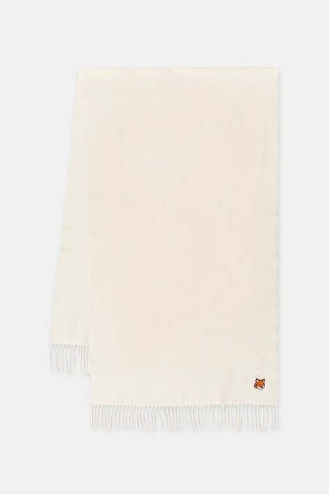 Kratki vuneni šal Maison Kitsuné Fox Head boja: bež, bez uzorka, PM06201WB0044