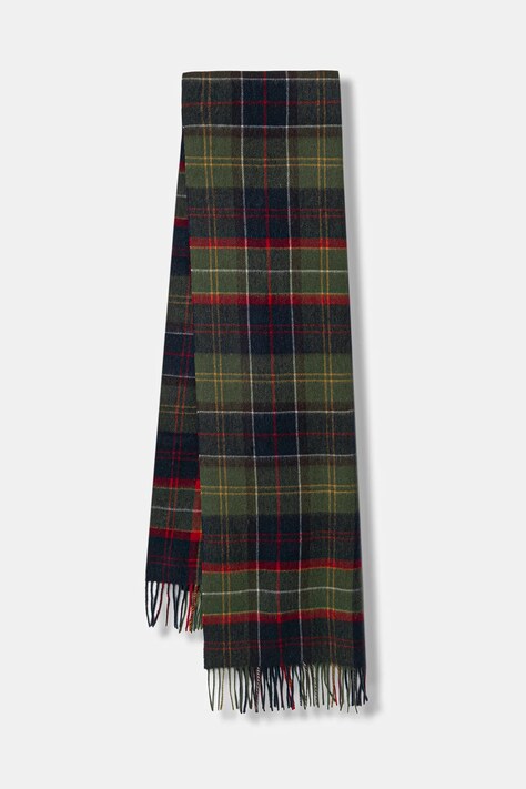 Barbour szalik wełniany kolor zielony wzorzysty USC0387