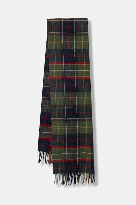 Barbour szalik wełniany kolor zielony wzorzysty USC0387