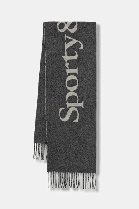 Sporty & Rich szalik wełniany Big Serif kolor szary z nadrukiem AC05262300GY16