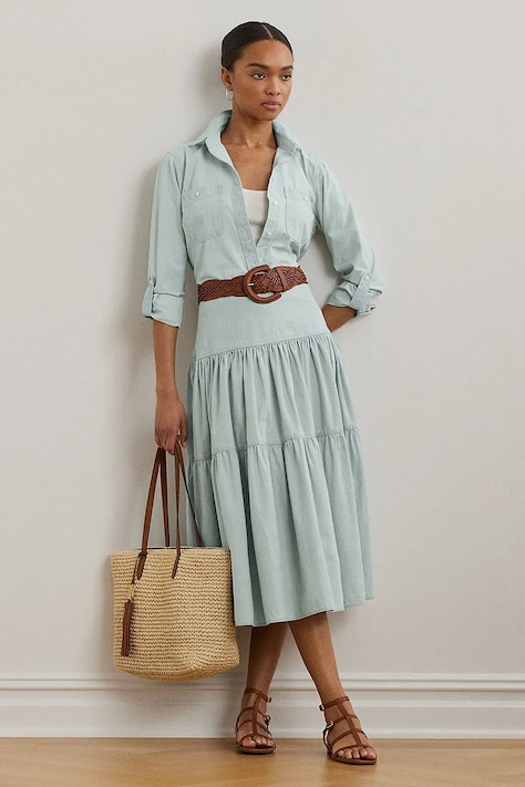 Lauren Ralph Lauren pamut szoknya midi, harang alakú, 200978816