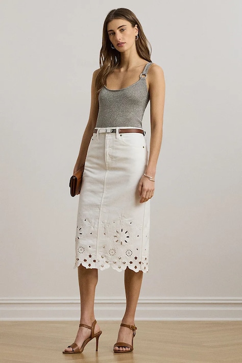 Lauren Ralph Lauren gonna di jeans colore bianco  200978819