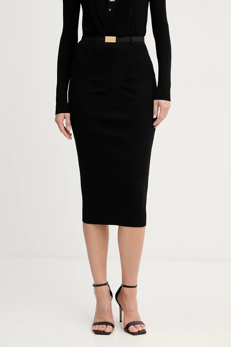 Elisabetta Franchi fustă culoarea negru, midi, creion, GK17B56E2