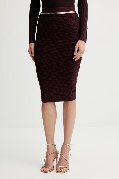 Юбка Elisabetta Franchi цвет бордовый midi прямая GK20B56E2