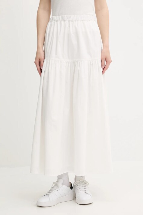 Бавовняна спідниця Tommy Jeans колір білий maxi розкльошена DW0DW20980