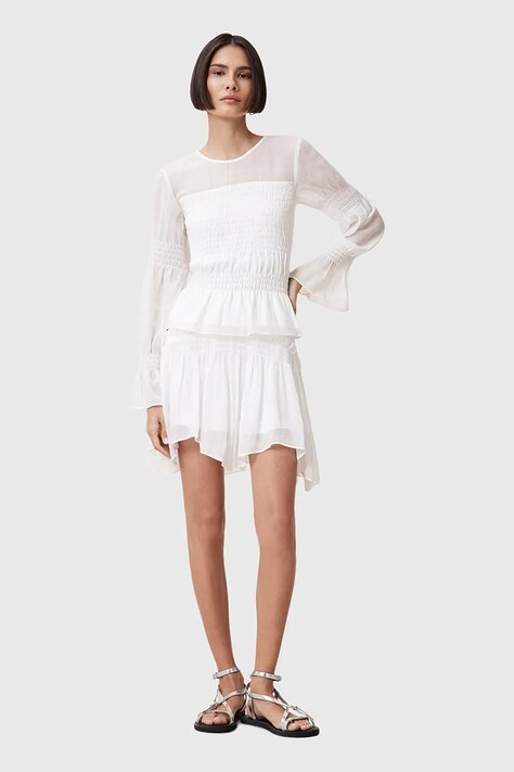 AllSaints fustă PAMELA culoarea alb, mini, evazati, W039RC