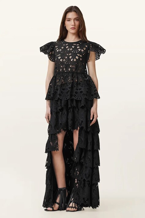 AllSaints fustă CAVARLY culoarea negru, maxi, evazati, W096RC